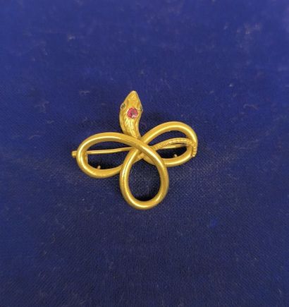 Brooch in 750°/°° gold stylizing a snake,...