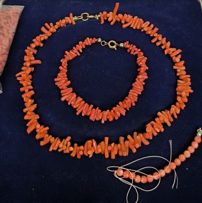 Coral lot including necklace and bracelet....