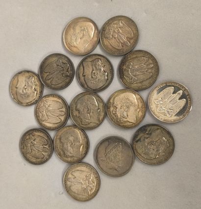 14 medals in 800°/°° silver. On front, portrait...