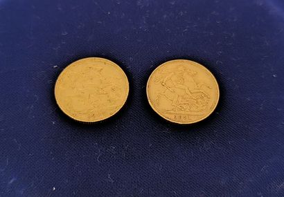 Two Sovereign gold coins. 
-Profile of Victoria...