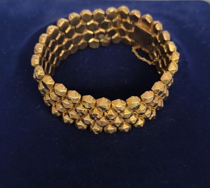 Hollow gold 750°/°° belt bracelet, diamond-tipped...