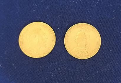 Two Sovereign gold coins. 
-Profile of Victoria...