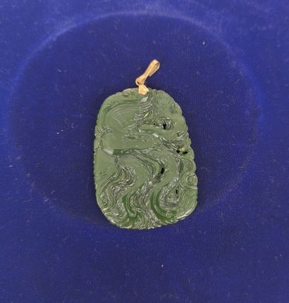 Modern carved jade pendant with phoenix design,...