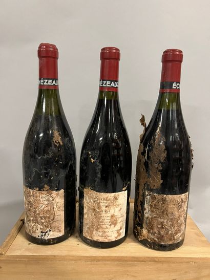 3 bouteilles ECHEZEAUX, DRC 1991 (ea, très...