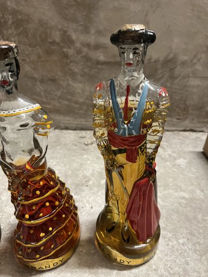 3 BRANDY Nogueras Comas bottles (bullfighter...