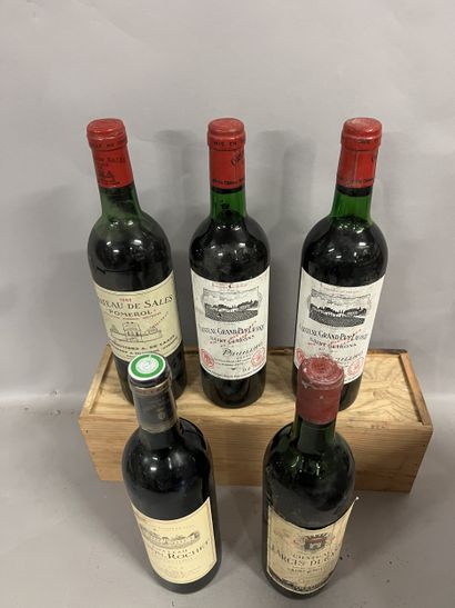 5 bottles BORDEAUX DIVERS (2 Ch. Grand-Puy-Lacoste...