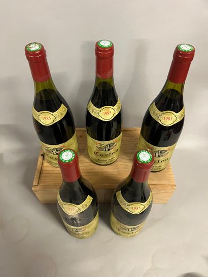 5 bouteilles CORTON Pavelot 1985 (2 TLB,...