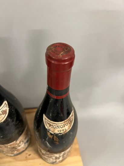 3 bouteilles LA TACHE, DRC 1991 (ea, très...