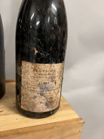 3 bouteilles LA TACHE, DRC 1991 (ea, très...