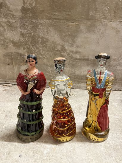 3 BRANDY Nogueras Comas bottles (bullfighter...