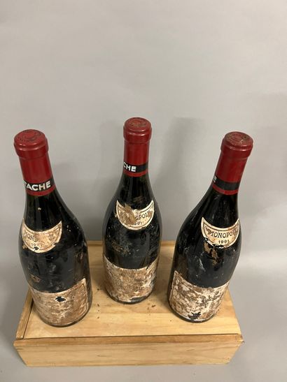 3 bouteilles LA TACHE, DRC 1991 (ea, très...