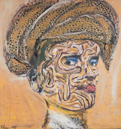Tête africaine, 1995 Technique mixte et collage,...