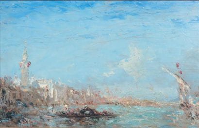 FELIX ZIEM (1821 - 1911)
Gondole traversant...