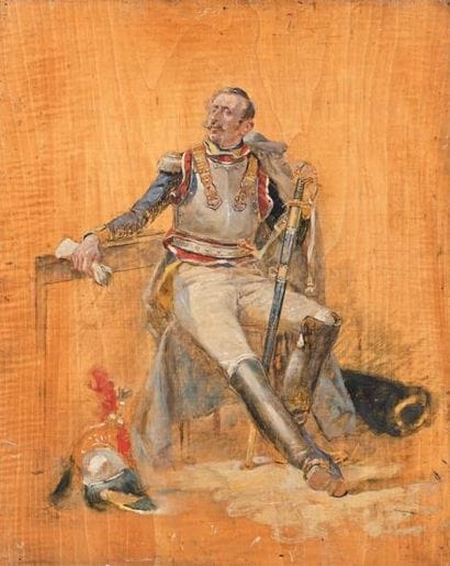 Maurice Orange,
Huile sur panneau: Cuirassier...