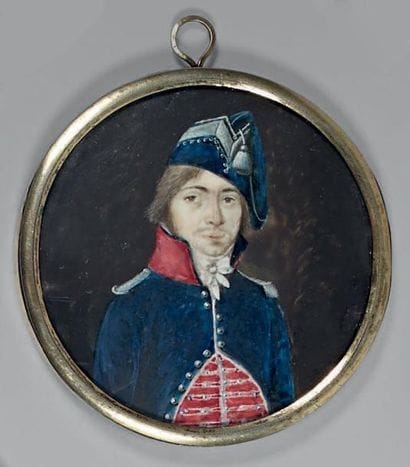 Miniature ronde sur ivoire: Portrait d'un...