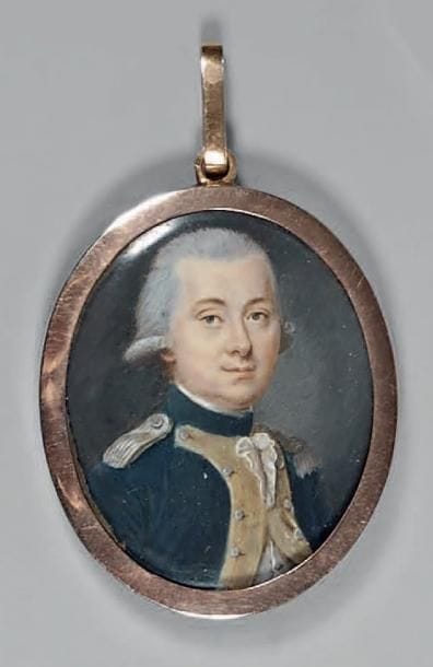 Miniature ovale sur ivoire: Portrait d'un...