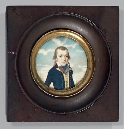 V. Barrié, miniature ronde sur ivoire, signée...