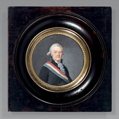 Miniature ronde sur ivoire: Portrait d'un...