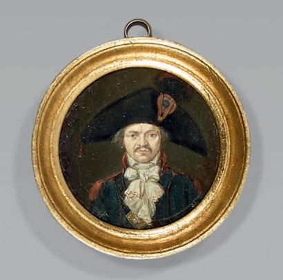 Miniature ronde sur toile marouflée: Un sapeur...