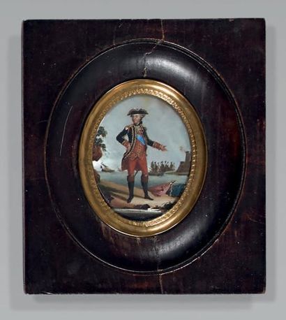 Jolie miniature ovale sur nacre: Portrait...