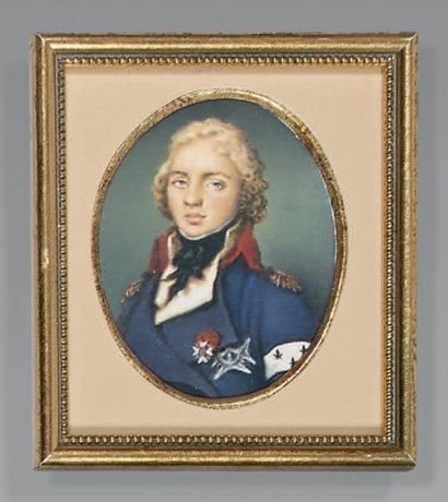 Petit pastel ovale: Un officier supérieur...