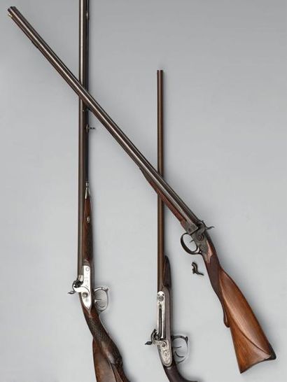 Fusil de chasse à percussion, double canon...
