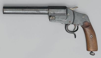Pistolet, canon basculant en acier bronzé;...