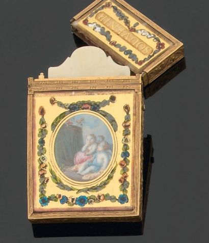Etui-souvenir en or ou alliage d'or finement...