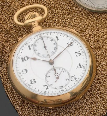 Montre de poche en or, cadran blanc émaillé...