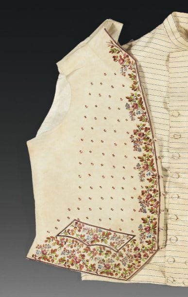 Gilet, époque Louis XVI, gros de Tours crème...