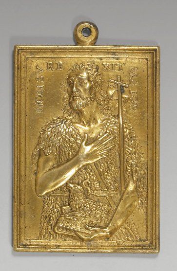 Plaque rectangulaire en bronze ciselé et...