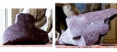 Deux éléments en porphyre rouge Epoque A...