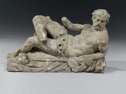 Groupe en pierre sculptée représentant un...