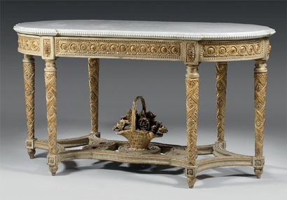Belle console de milieu, à côtés arrondis,...