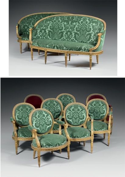 Rare mobilier de salon comprenant une paire...