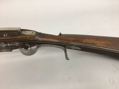 Intéressant fusil de chasse à silex espagnol,...
