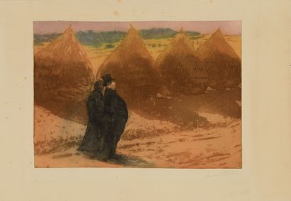 Richard RANFT (1862-1931) Les Meules. Eau-forte...