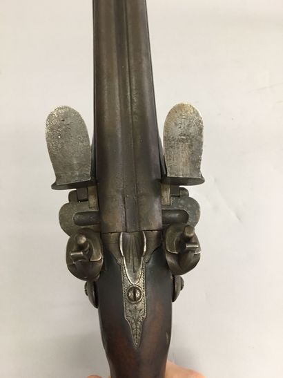 Fusil de chasse à silex à double canon en...