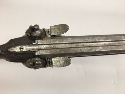 Fusil de chasse à silex à double canon en...