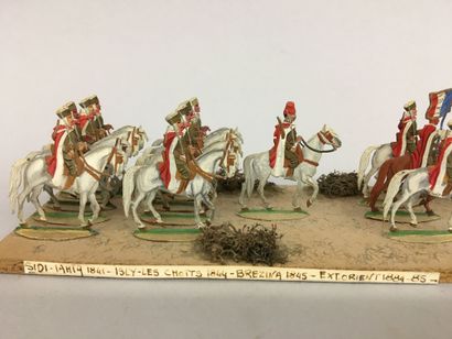 Diorama avec des plats d'étain, peinture...