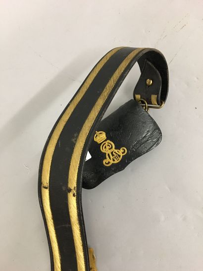 Giberne d'officier en cuir noir vernis au...