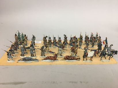 Grand diorama fait de 3 pièces, la retraite...