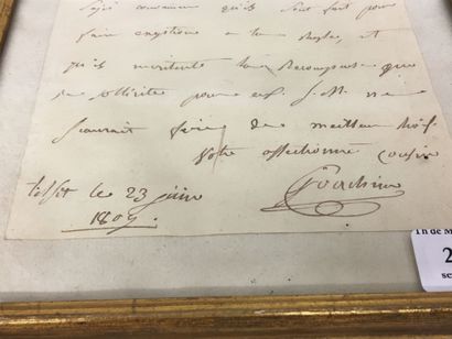 Lettre manuscrite signée Joachim (Murat)...