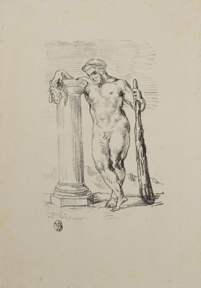 Eugène DELACROIX (1798-1863) Hercule appuyé...