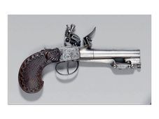 Grand pistolet coup de poing à silex, fabrication...