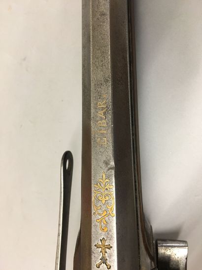 Intéressant fusil de chasse à silex espagnol,...