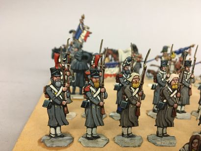 Grand diorama fait de 3 pièces, la retraite...