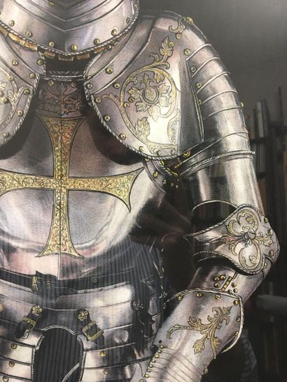 Grand dessin au pastel représentant une armure...