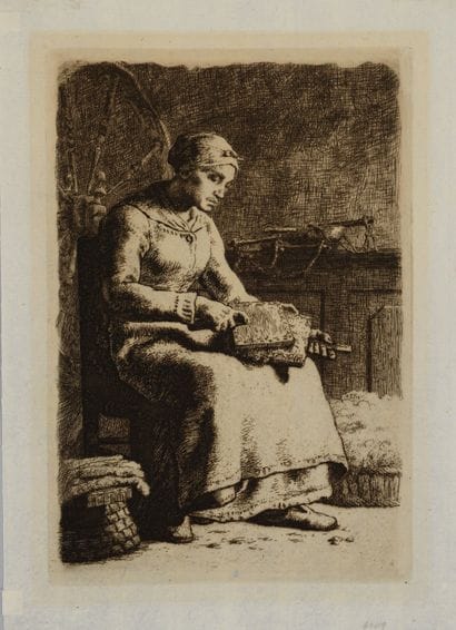 Jean-François MILLET (1814-1875) La Cardeuse....