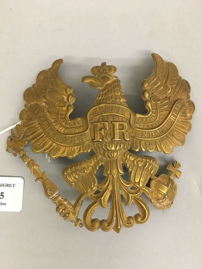 Plaque de casque à pointe d'officier en laiton...